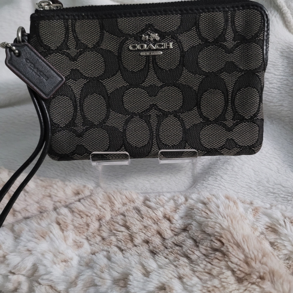 Coach Signature Black and Gray Wristlet